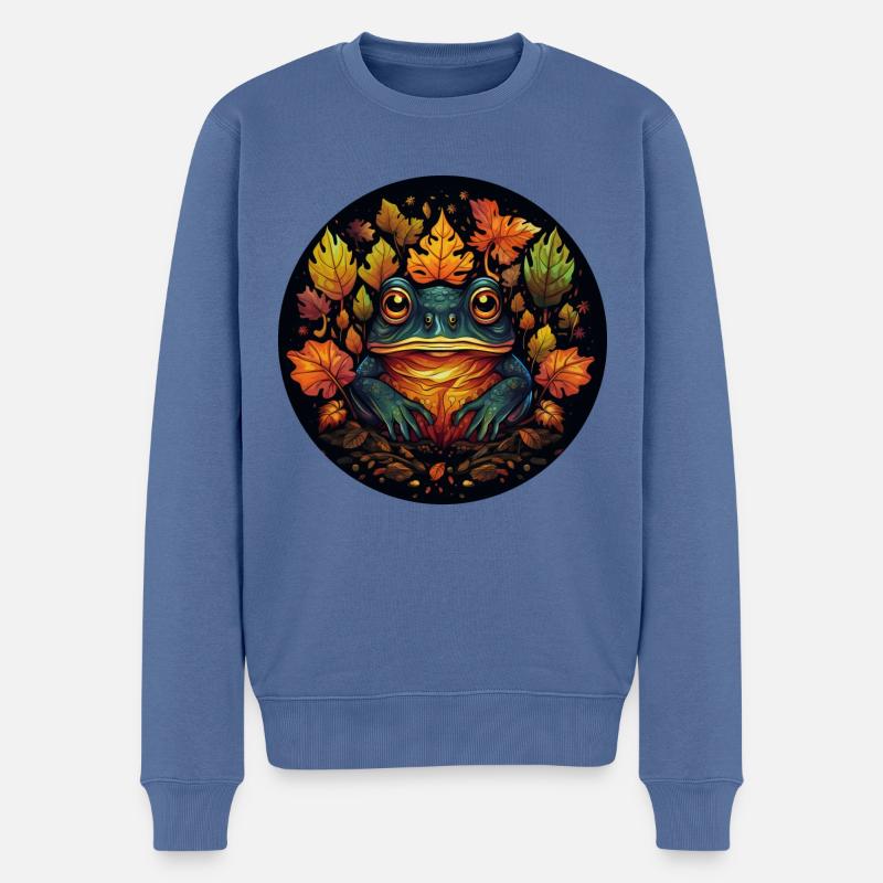 Grenouille de feuilles d’automne - Pull Premium bio Homme - bleu pigeon