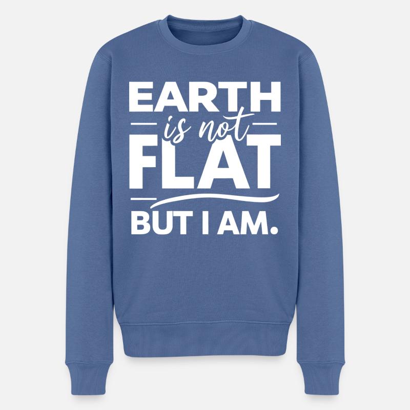 Satire Flache Erde Ironische Witze - Männer Premium Bio Pullover - Taubenblau
