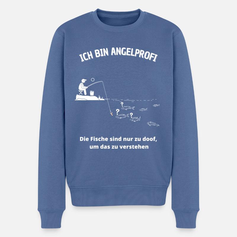Ich bin Angelprofi - Männer Premium Bio Pullover - Taubenblau