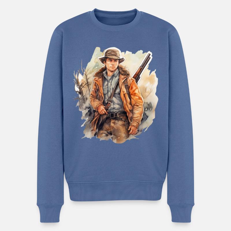 Jäger - Männer Premium Bio Pullover - Taubenblau