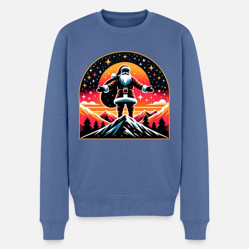 Weihnachtsmann im Gebirge - Männer Premium Bio Pullover - Taubenblau