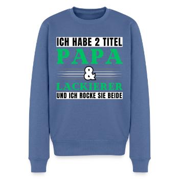 Ich habe 2 Titel Papa und Lackierer - Männer Premium Bio Pullover - Taubenblau - Vorne - Nico (187cm)