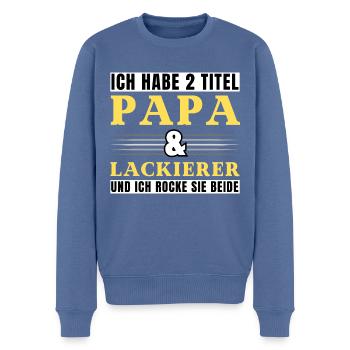 Ich habe 2 Titel Papa und Lackierer - Männer Premium Bio Pullover - Taubenblau - Vorne - Nico (187cm)