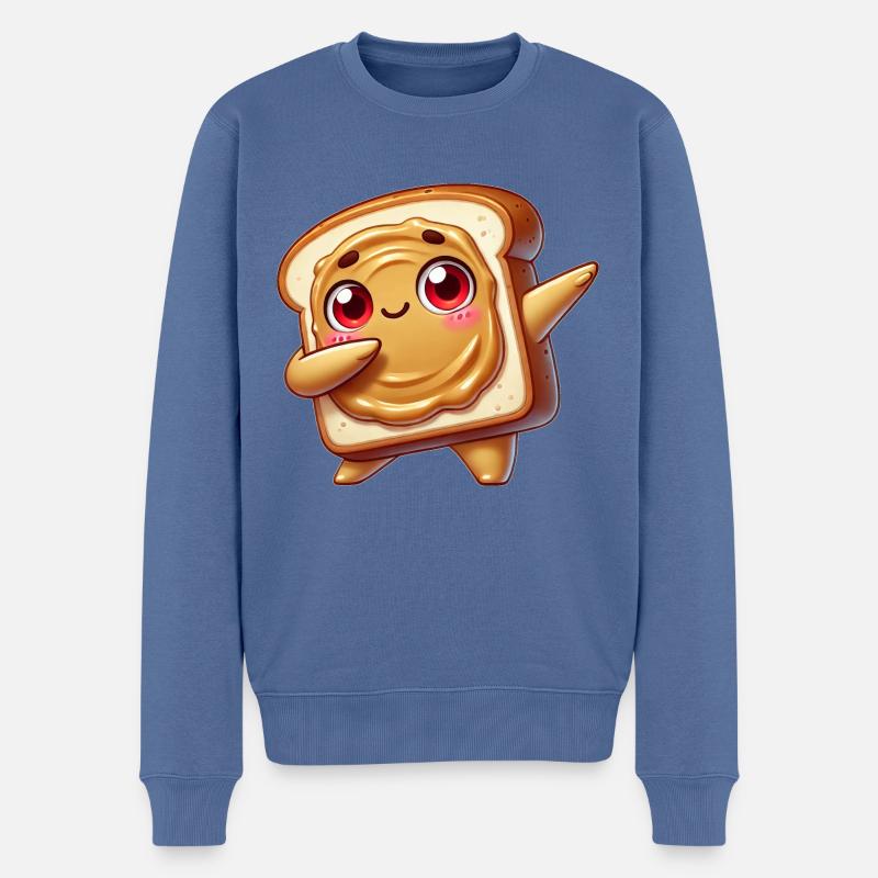 Toast Sandwich Erdnussbutter Dab Cartoon - Männer Premium Bio Pullover - Taubenblau
