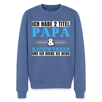 Ich habe 2 Titel Papa und Handwerker - Männer Premium Bio Pullover - Taubenblau - Vorne - Nico (187cm)