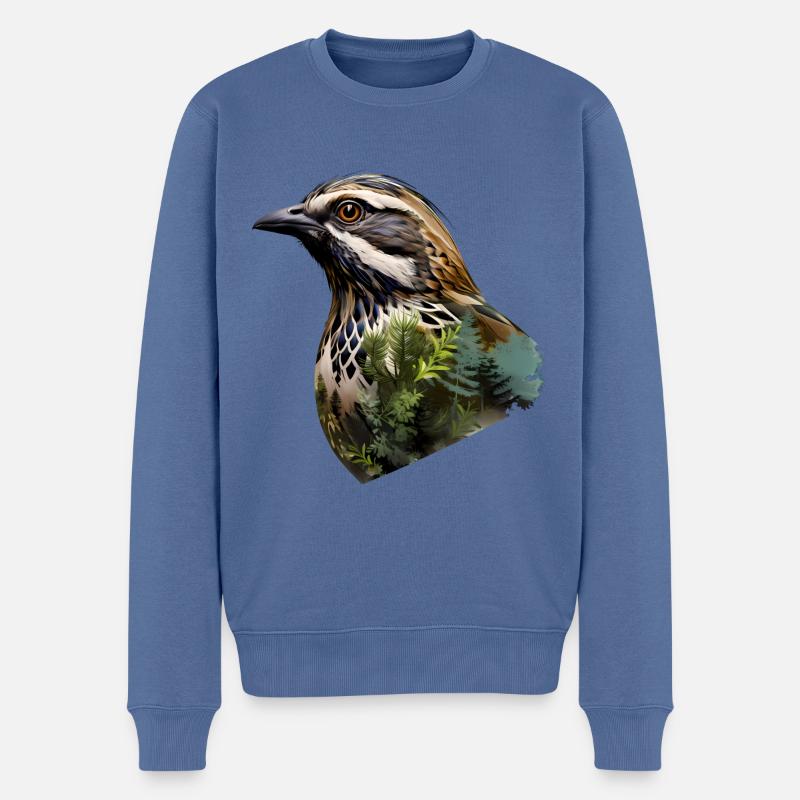 Wachtel - Männer Premium Bio Pullover - Taubenblau