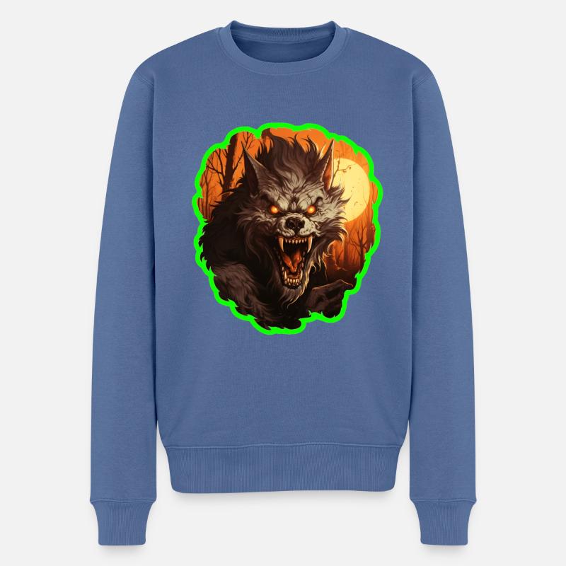 Halloween Werwolf - Männer Premium Bio Pullover - Taubenblau