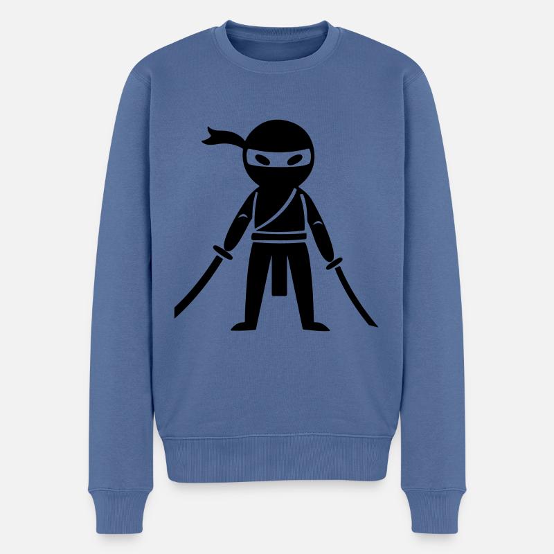 Ninja Samurai - Männer Premium Bio Pullover - Taubenblau