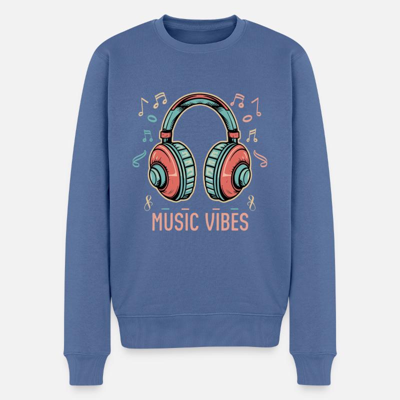 Music Vibes - Kopfhörer - Männer Premium Bio Pullover - Taubenblau