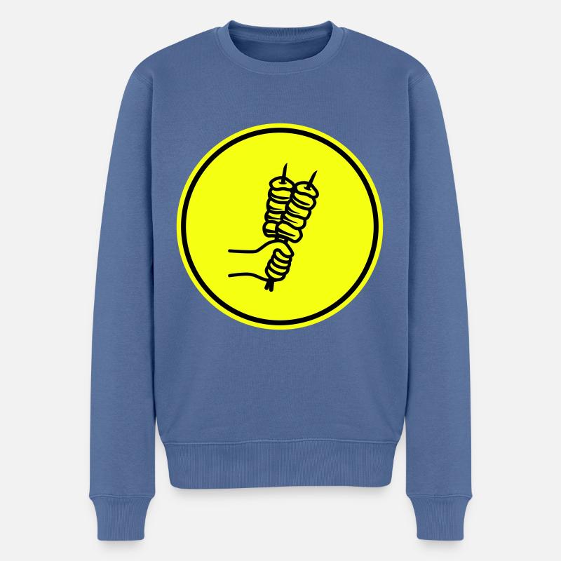 Spieß grill Icon - Männer Premium Bio Pullover - Taubenblau