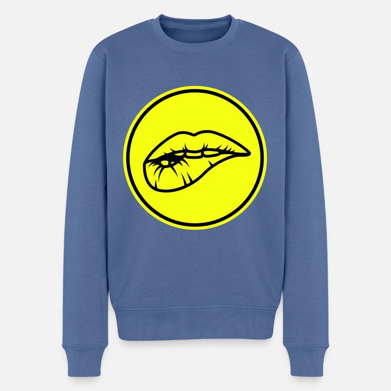 Lèvres - Pull Premium bio Homme - bleu pigeon