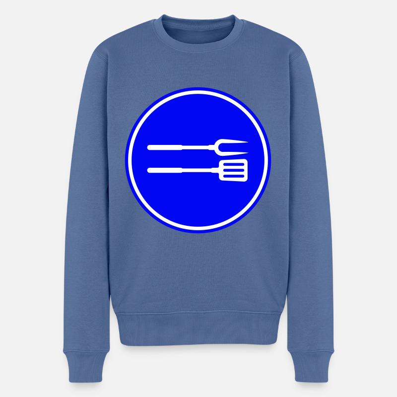 Grillzange Grillen Symbol - Männer Premium Bio Pullover - Taubenblau