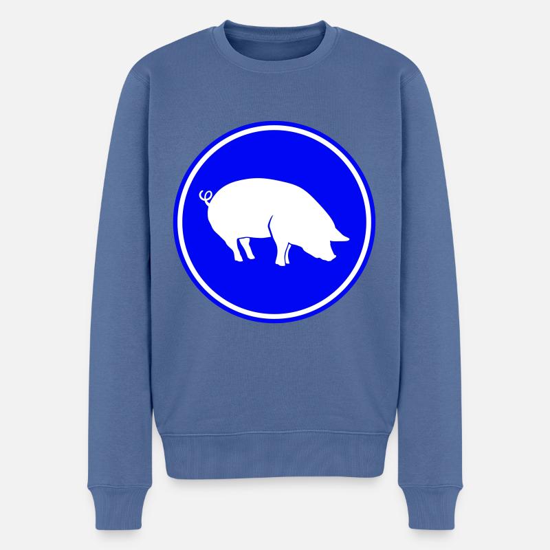 Schwein Tier - Männer Premium Bio Pullover - Taubenblau
