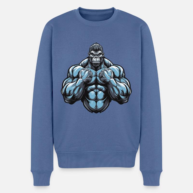 Gorilla Muscles Gymnase d’entraînement - Pull Premium bio Homme - bleu pigeon