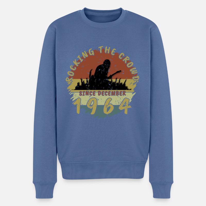 60. Geburtstag Rocking this planet GIT 12/1964 - Männer Premium Bio Pullover - Taubenblau