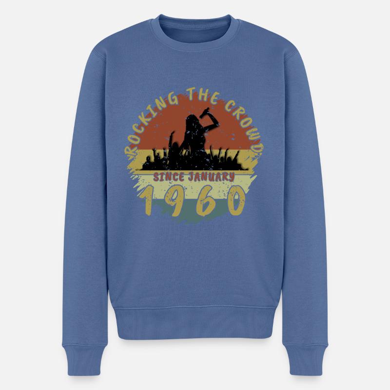 65. Geburtstag Rocking the crowd SNG 01/1960 - Männer Premium Bio Pullover - Taubenblau