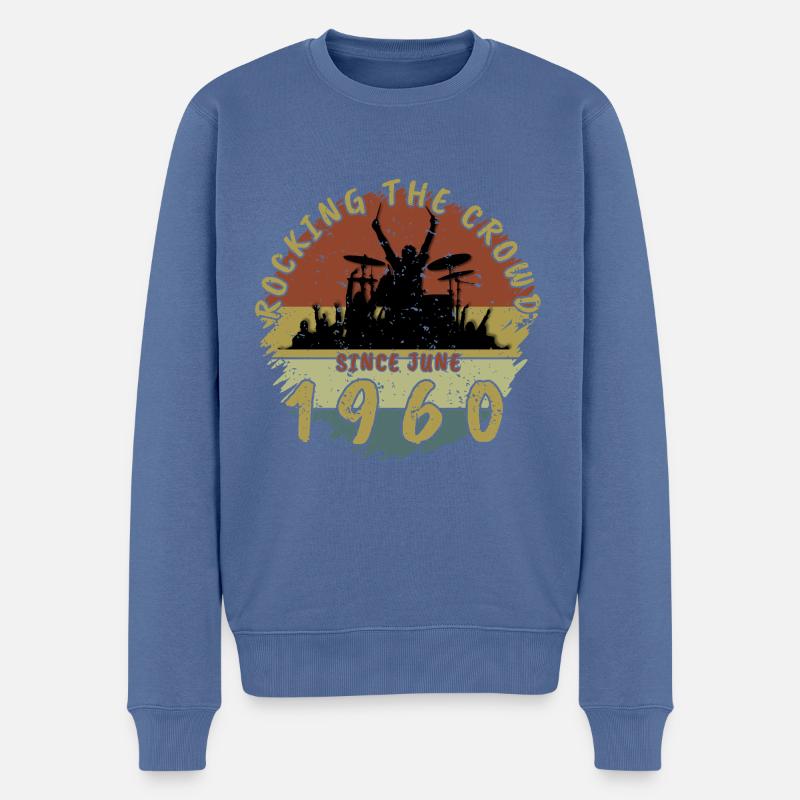 65. Geburtstag Rocking the crowd DRM 06/1960 - Männer Premium Bio Pullover - Taubenblau