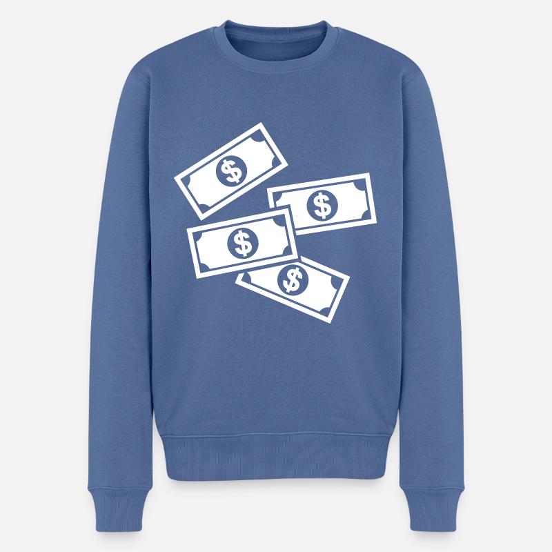 Cash Money Symbol - Männer Premium Bio Pullover - Taubenblau