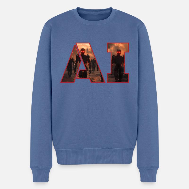 IA - Androïdes - Science-fiction - Pull Premium bio Homme - bleu pigeon