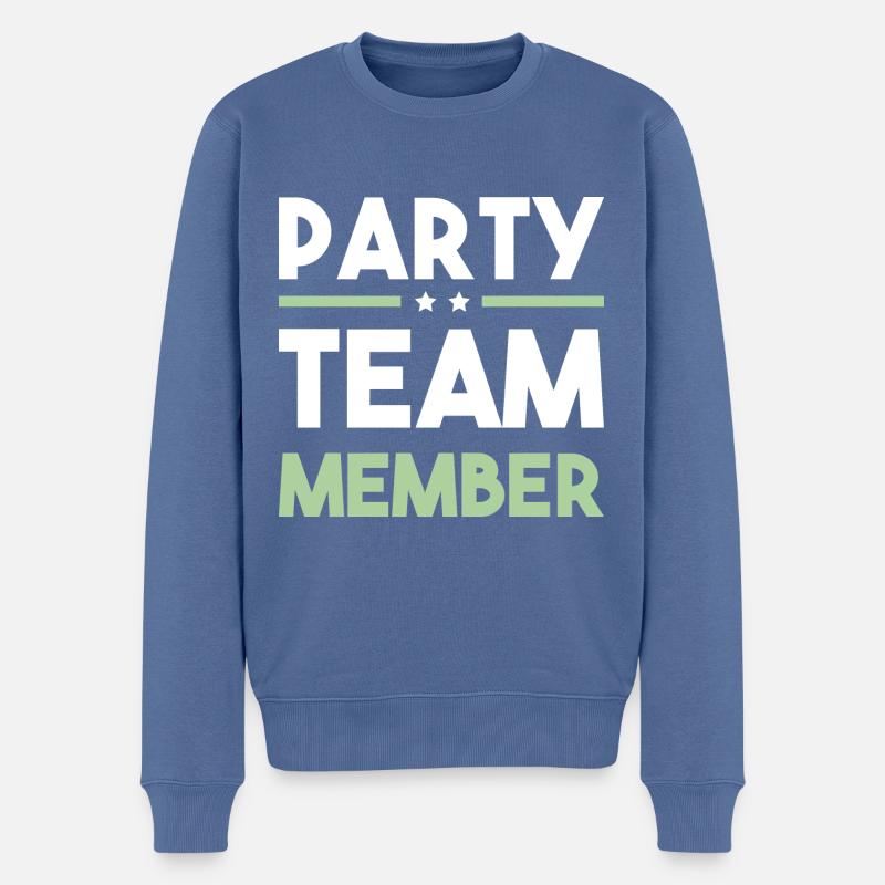 Party Team - Männer Premium Bio Pullover - Taubenblau