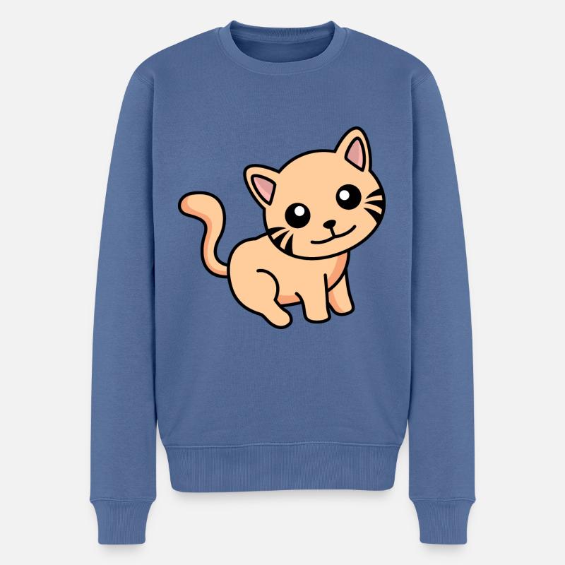Chat Comic Animal - Pull Premium bio Homme - bleu pigeon