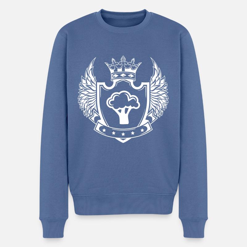 Brokkoli Gemüse - Männer Premium Bio Pullover - Taubenblau