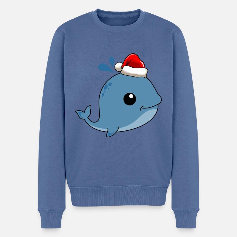 Whale Comic Christmas - Men's Premium Organic Jumper - stone blue