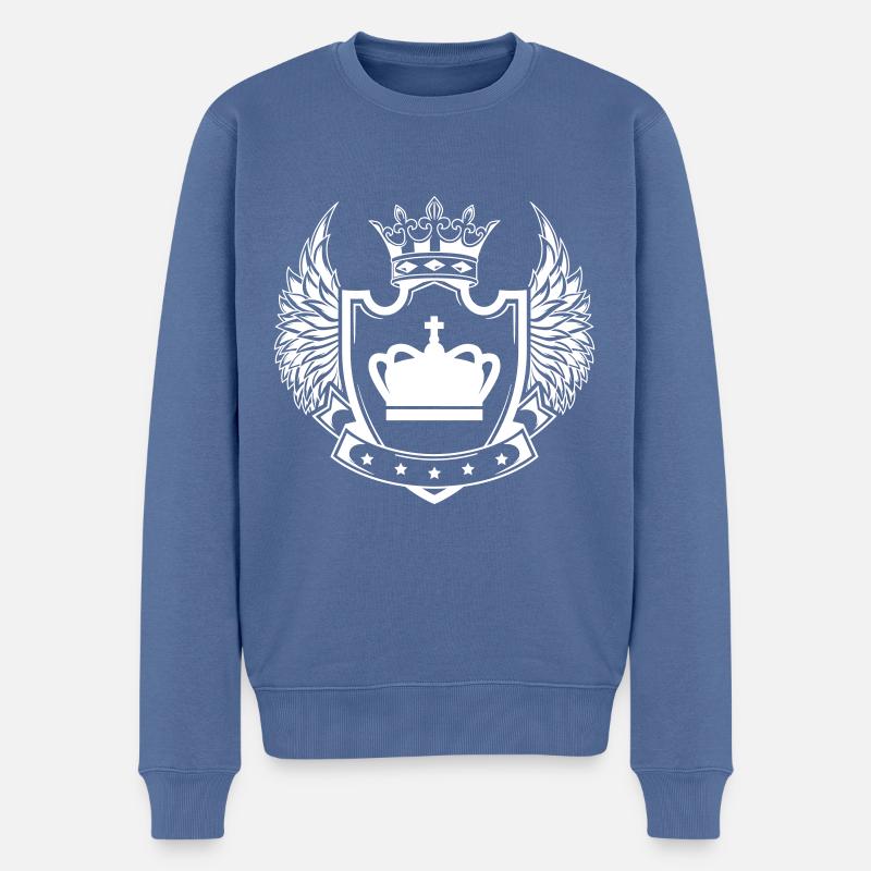 Krone Wappen King - Männer Premium Bio Pullover - Taubenblau