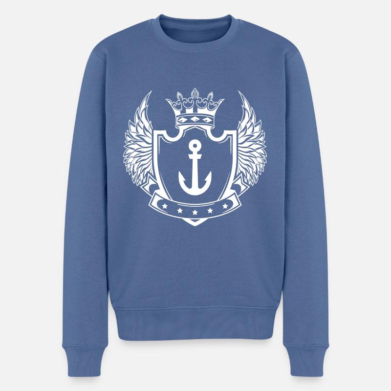 Anker Wappen - Männer Premium Bio Pullover - Taubenblau
