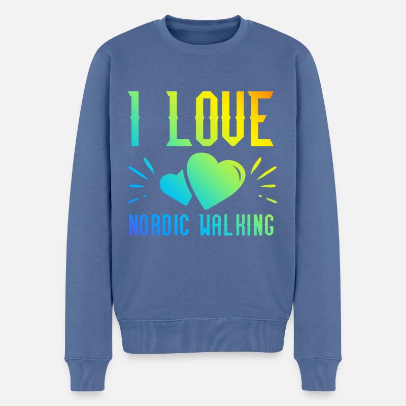 Ich liebe Nordic Walking - Männer Premium Bio Pullover - Taubenblau
