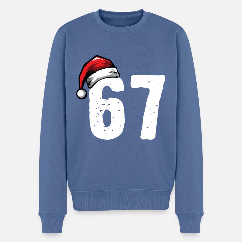 67 Numéro Noël - Pull Premium bio Homme - bleu pigeon