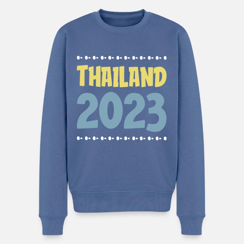 Thailand 2023 - Männer Premium Bio Pullover - Taubenblau