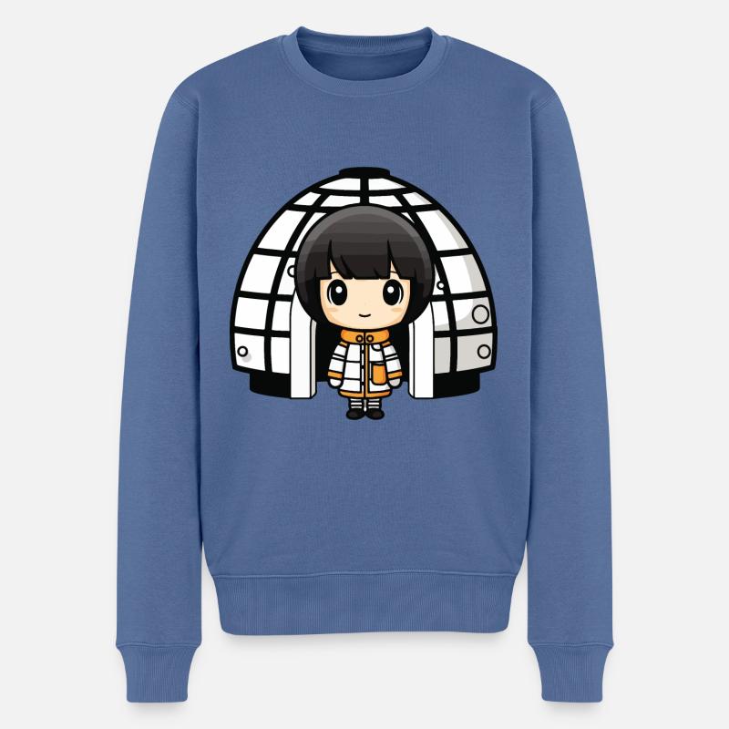 Winter Eskimo Iglu Comic - Männer Premium Bio Pullover - Taubenblau