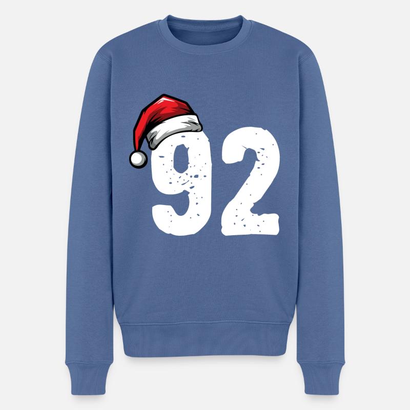 92 Numéro Noël - Pull Premium bio Homme - bleu pigeon