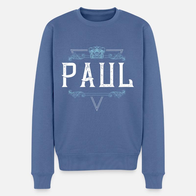 Paul - Männer Premium Bio Pullover - Taubenblau