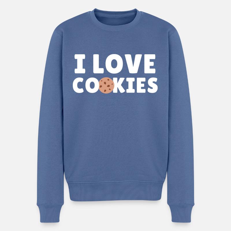 I love cookies - Männer Premium Bio Pullover - Taubenblau