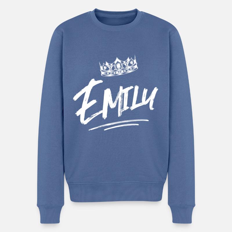 Emily - Männer Premium Bio Pullover - Taubenblau
