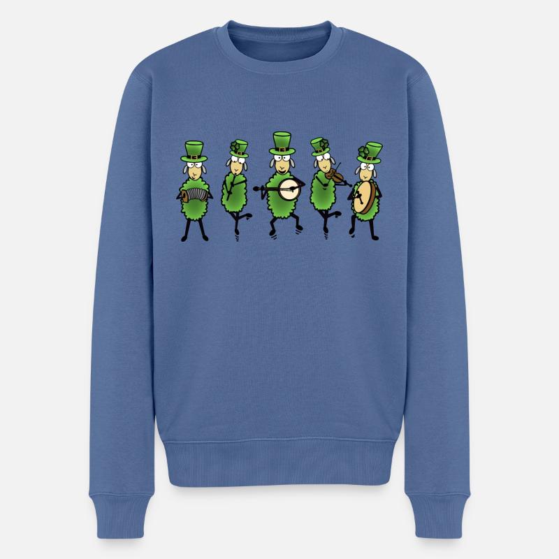 Irische Musik Folk Musizierende Schafe - Männer Premium Bio Pullover - Taubenblau