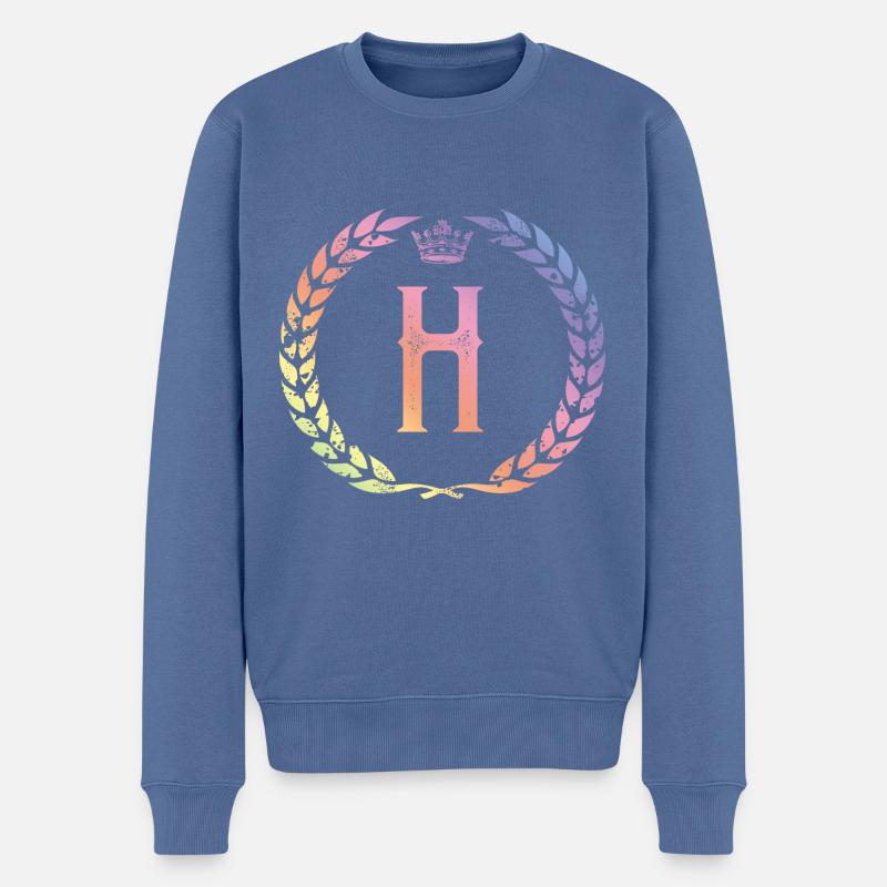 H Buchstabe Kranz - Männer Premium Bio Pullover - Taubenblau