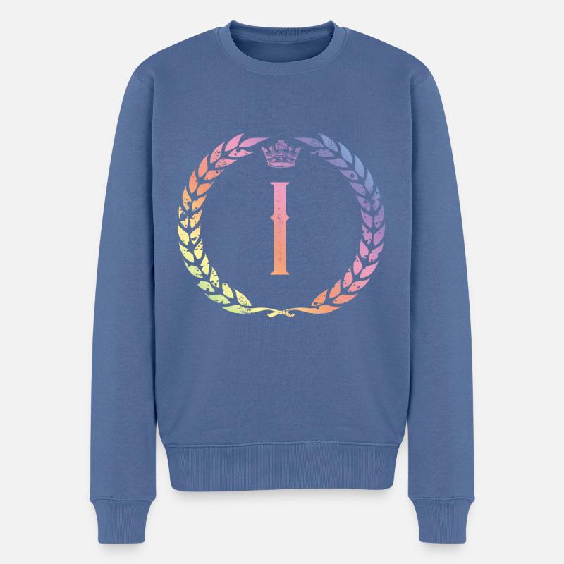 I Couronne de lettres - Pull Premium bio Homme - bleu pigeon