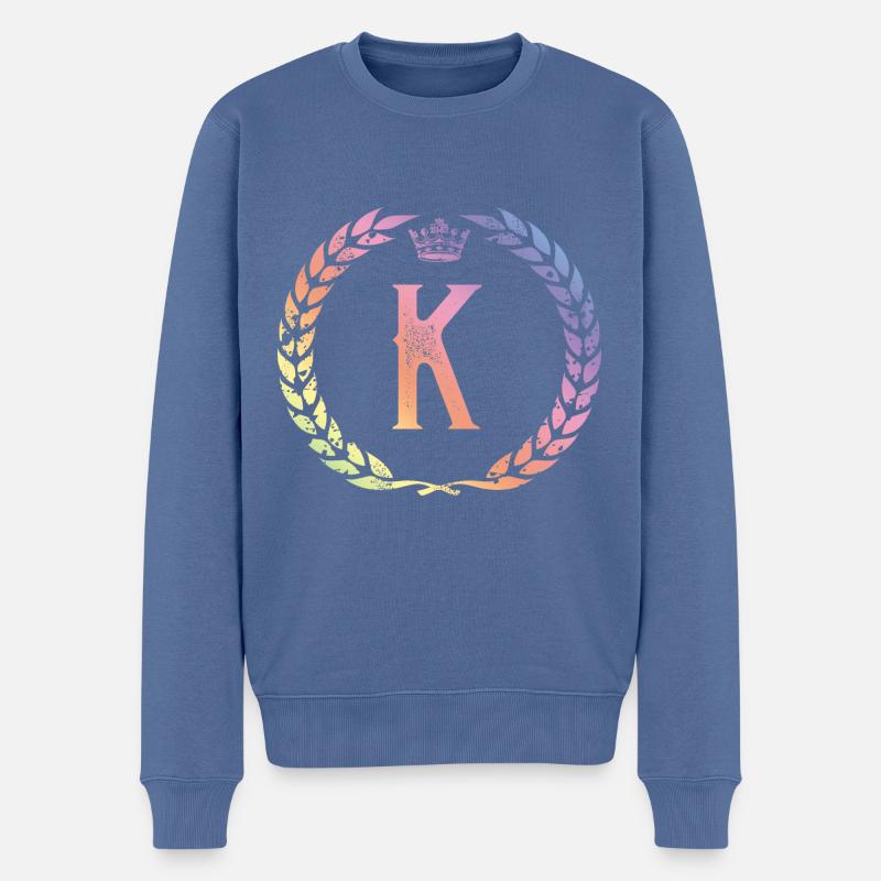 Couronne de lettres K - Pull Premium bio Homme - bleu pigeon