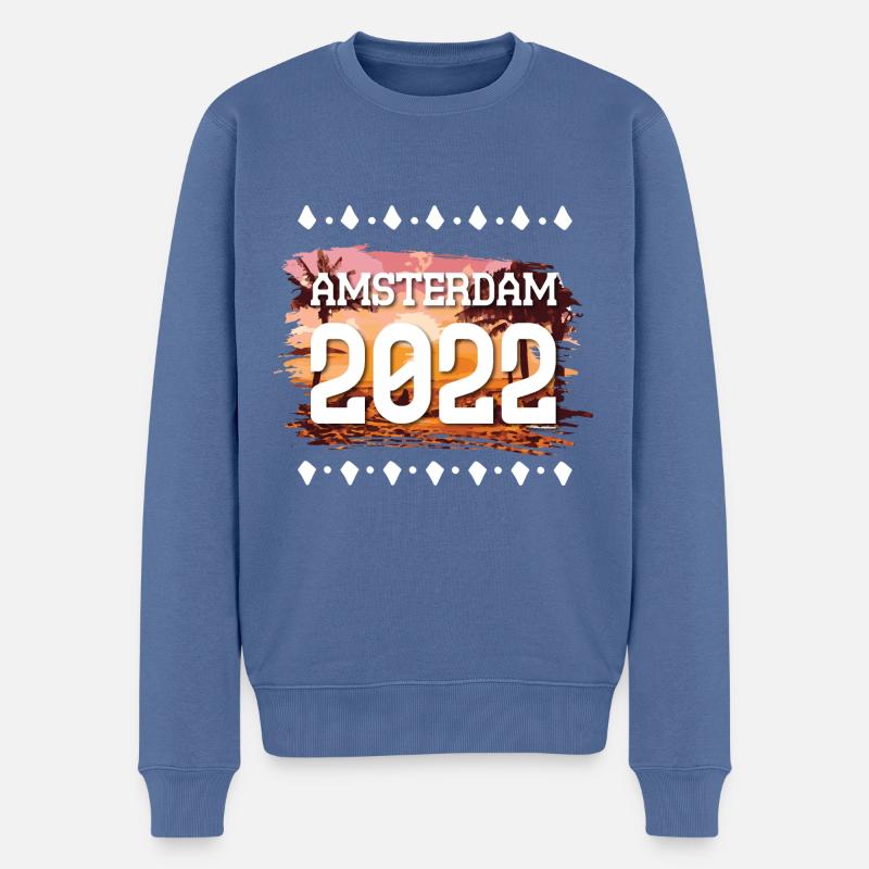 Amsterdam 2022 - Pull Premium bio Homme - bleu pigeon