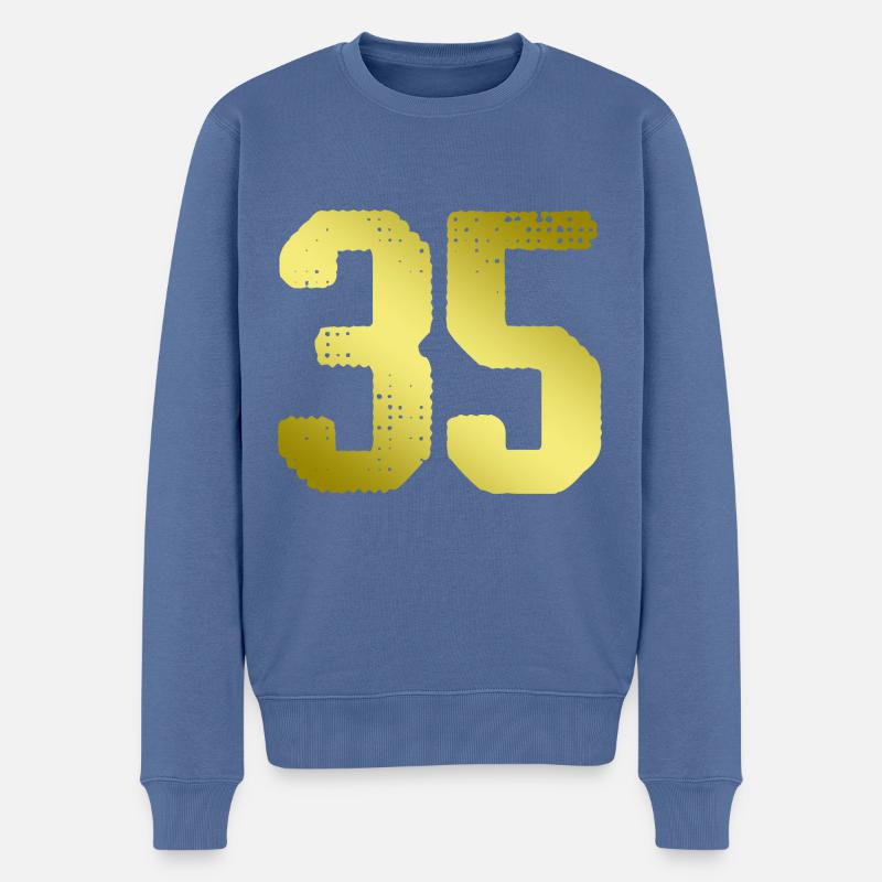 35 Zahl Trikot - Männer Premium Bio Pullover - Taubenblau