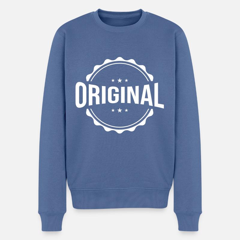 Original Emblem - Männer Premium Bio Pullover - Taubenblau