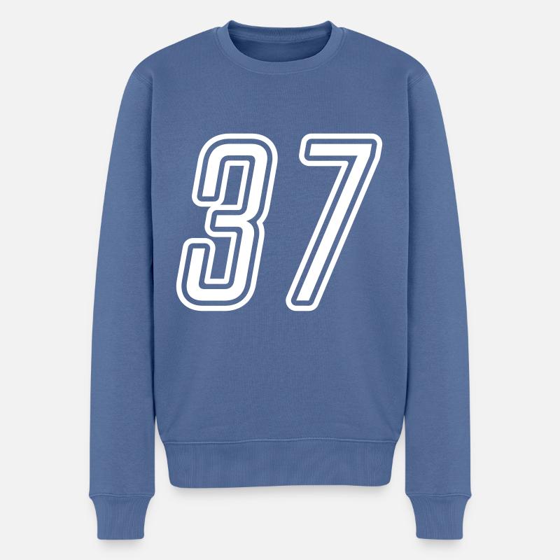37 Zahl nummer - Männer Premium Bio Pullover - Taubenblau