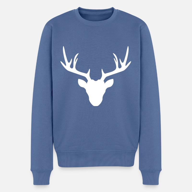 Reh Hirsch icon - Männer Premium Bio Pullover - Taubenblau