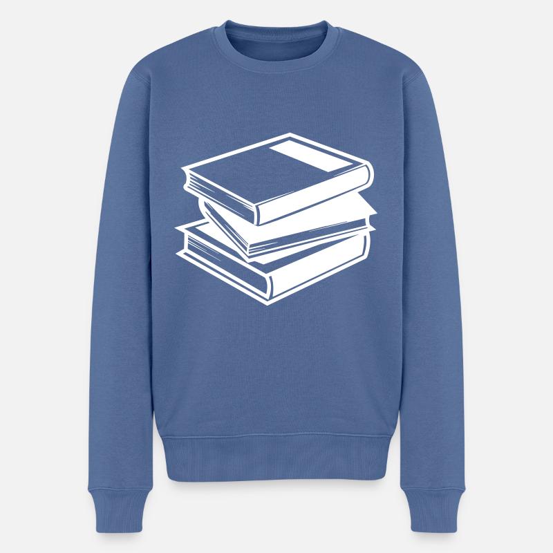 Bücher lesen - Männer Premium Bio Pullover - Taubenblau