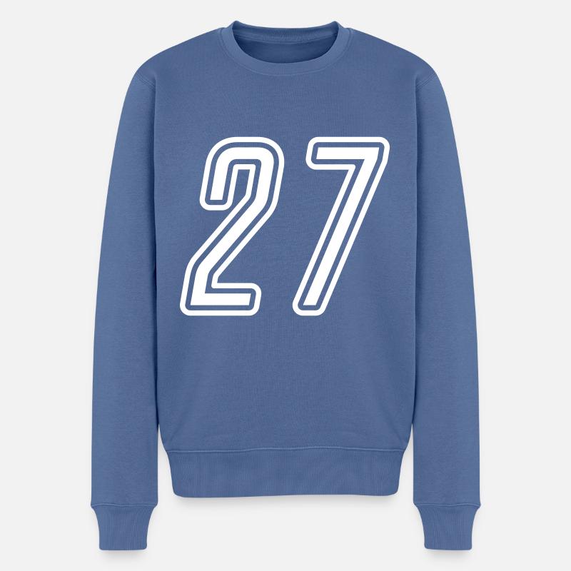 27 Numéro de numéro - Pull Premium bio Homme - bleu pigeon