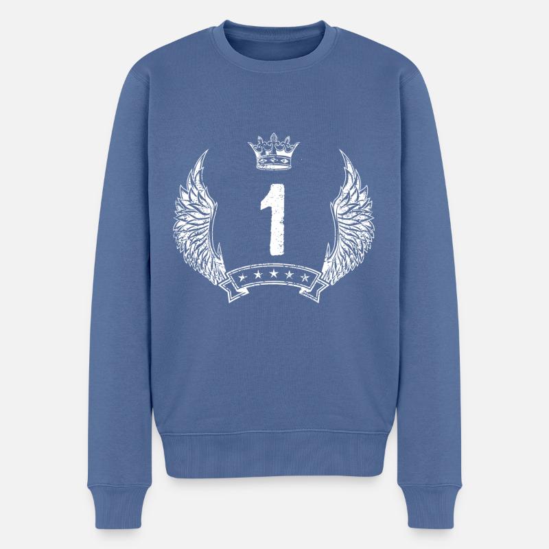 1 couronne de nombres - Pull Premium bio Homme - bleu pigeon