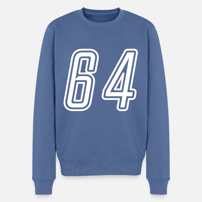 64 Numéro de numéro - Pull Premium bio Homme - bleu pigeon